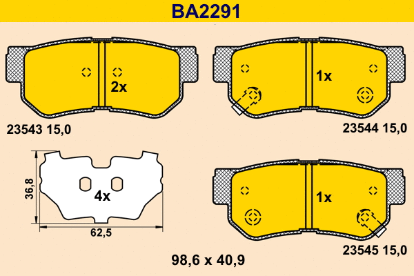 Kit de plaquettes de frein, frein à disque BARUM BA2291