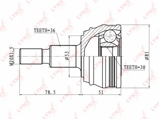 Jeu de joints, arbre de transmission LYNXAUTO CO-2800