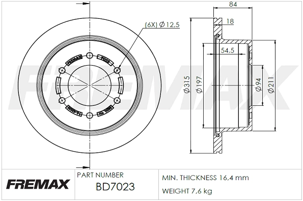 Disque de frein FREMAX BD-7023