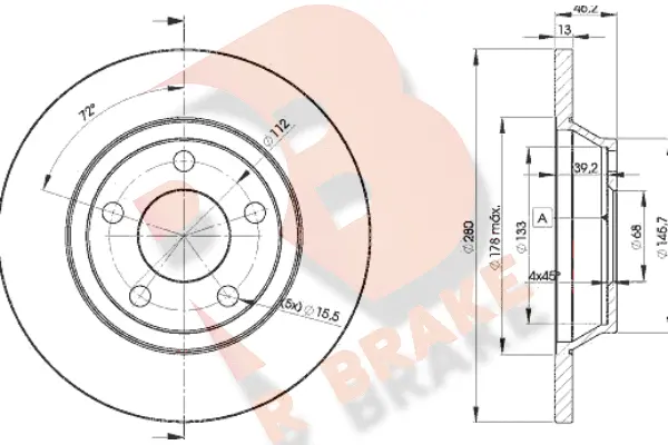 Disque de frein R BRAKE 78RBD24064