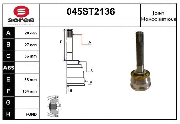 Jeu de joints, arbre de transmission STARTCAR 045ST2136