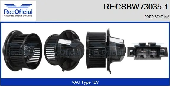 Pulseur d'air habitacle RECOFICIAL RECSBW73035.1