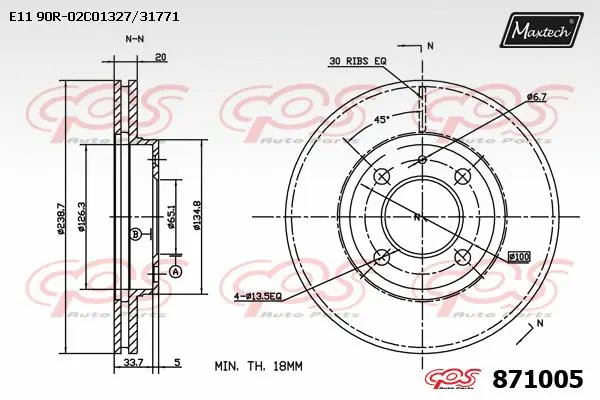 Disque de frein MAXTECH 871005