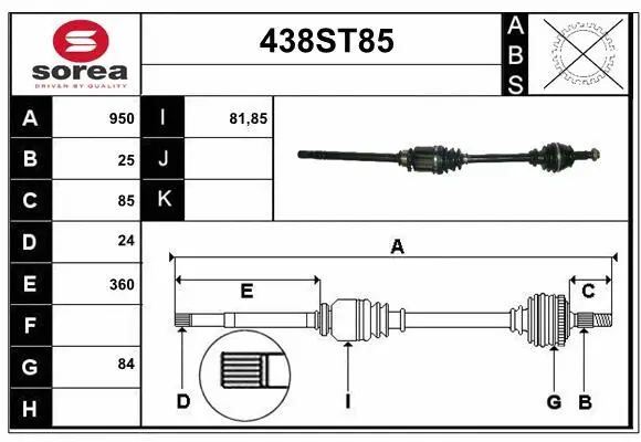 Arbre de transmission STARTCAR 438ST85