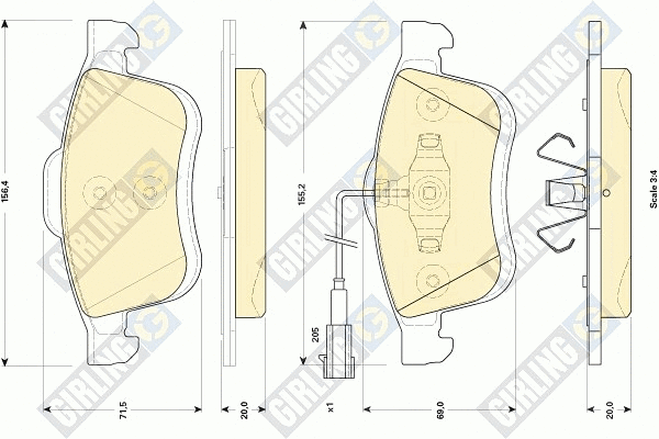 Kit de plaquettes de frein, frein à disque GIRLING 6118654