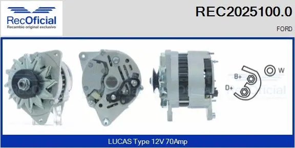 Alternateur RECOFICIAL REC2025100.0