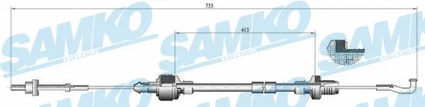 Tirette à câble, commande d'embrayage SAMKO C0126C