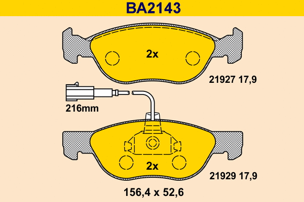 Kit de plaquettes de frein, frein à disque BARUM BA2143