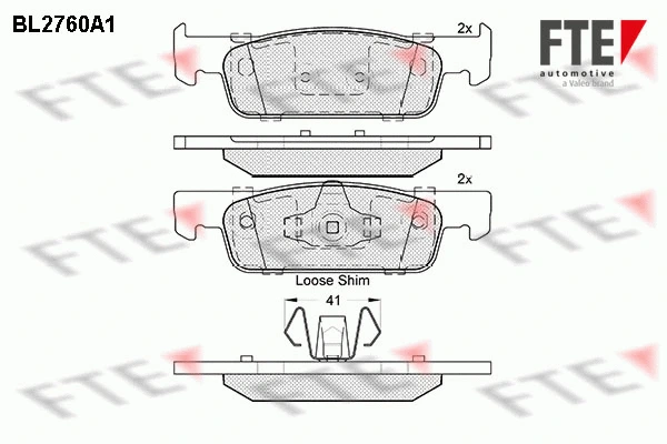 Kit de plaquettes de frein, frein à disque FTE 9010967