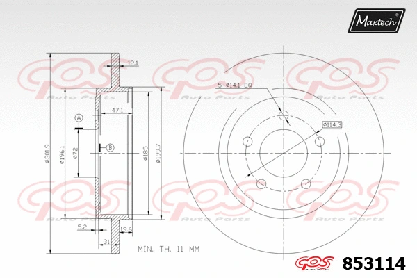 Disque de frein MAXTECH 853114