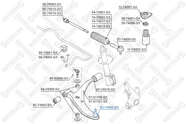 Rotule de suspension STELLOX 52-74002-SX