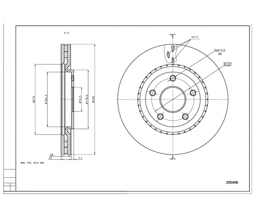 Disque de frein HART 250 406