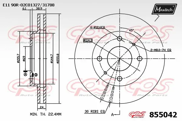 Disque de frein MAXTECH 855042