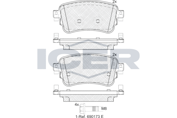 Kit de plaquettes de frein, frein à disque ICER LM2294