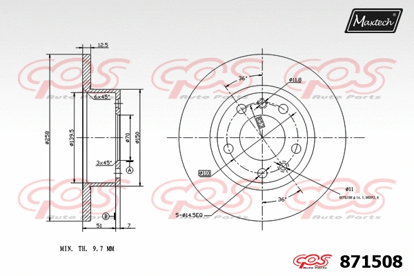 Disque de frein MAXTECH 871508