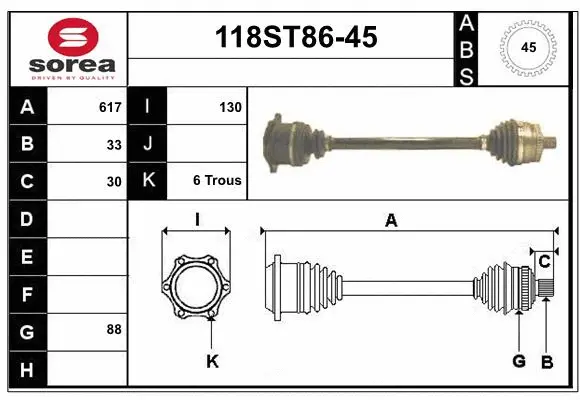 Arbre de transmission STARTCAR 118ST86-45