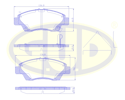 Kit de plaquettes de frein, frein à disque G.U.D. GBP135802