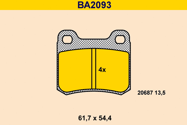 Kit de plaquettes de frein, frein à disque BARUM BA2093