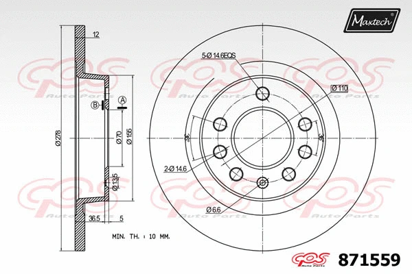 Disque de frein MAXTECH 871559