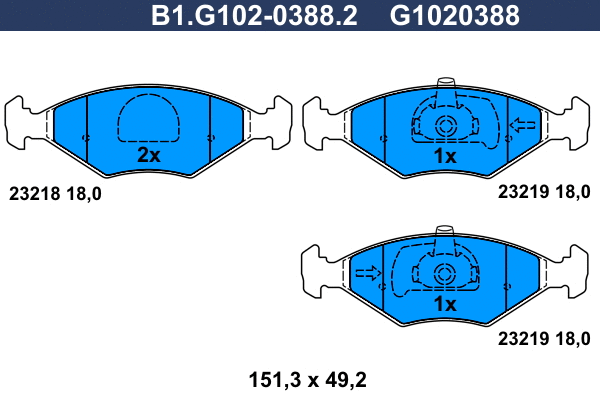 Kit de plaquettes de frein, frein à disque GALFER B1.G102-0388.2