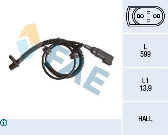 Capteur, vitesse de roue FAE 78146