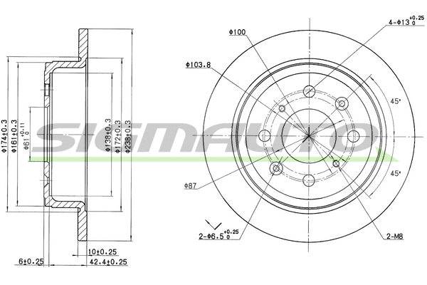 Disque de frein SIGMAUTO DBA468S