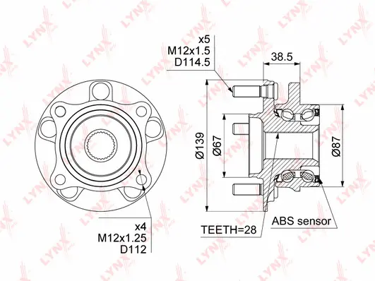 Kit de roulements de roue LYNXAUTO WH-1025