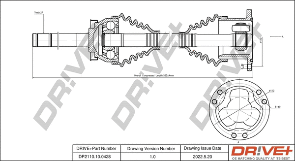 Arbre de transmission Dr!ve+ DP2110.10.0428