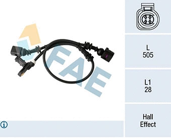 Capteur, vitesse de roue FAE 78296