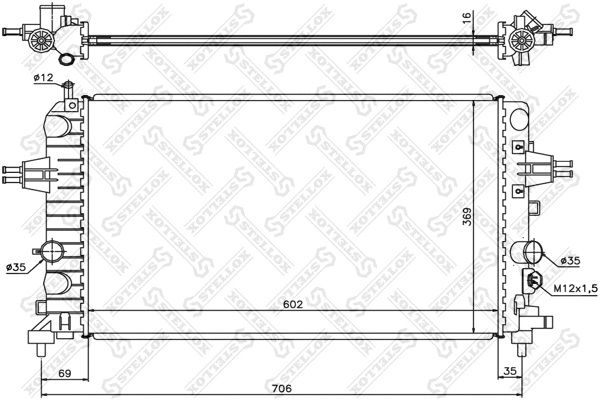 Radiateur, refroidissement du moteur STELLOX 10-25176-SX