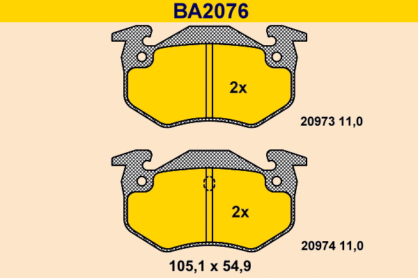 Kit de plaquettes de frein, frein à disque BARUM BA2076