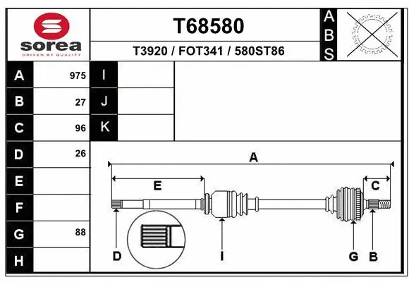 Arbre de transmission EAI T68580