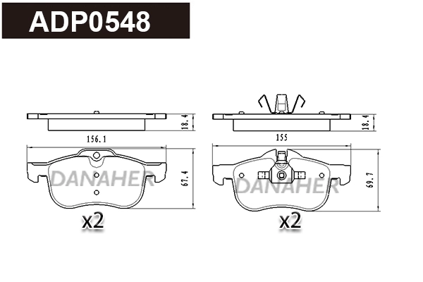 Kit de plaquettes de frein, frein à disque DANAHER ADP0548