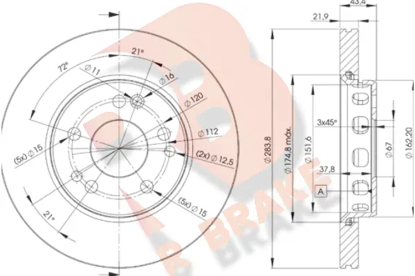 Disque de frein R BRAKE 78RBD22312