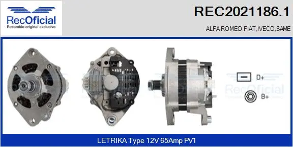 Alternateur RECOFICIAL REC2021186.1