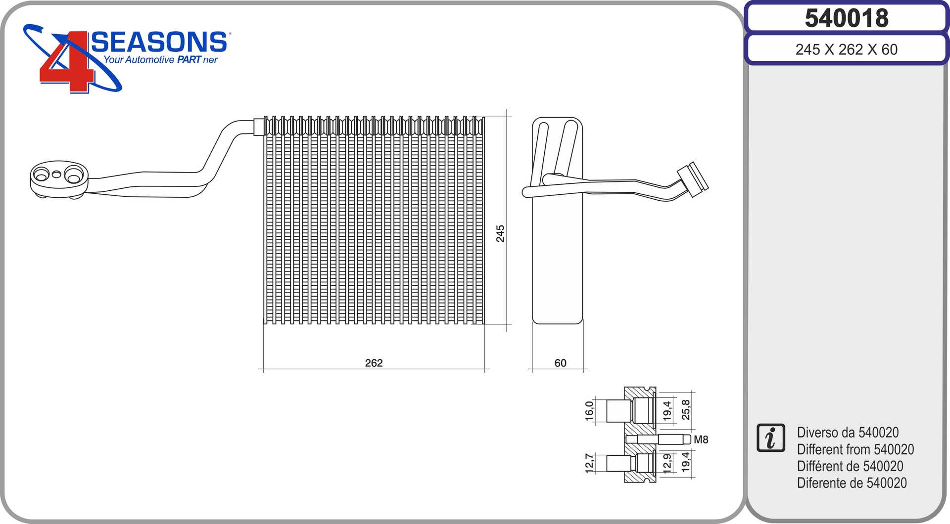 Évaporateur climatisation AHE 540018
