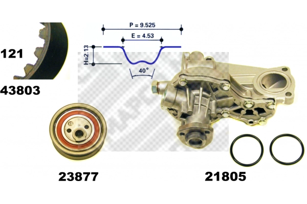 Pompe à eau + kit de courroie crantée MAPCO 41814