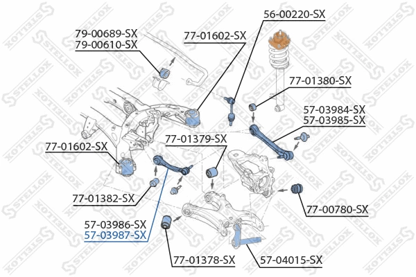 Bras de liaison, suspension de roue STELLOX 57-03987-SX