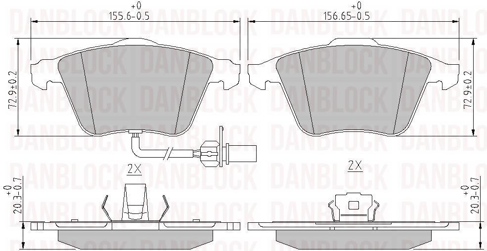 Kit de plaquettes de frein, frein à disque DANBLOCK DB 510555