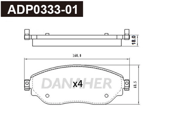 Kit de plaquettes de frein, frein à disque DANAHER ADP0333-01