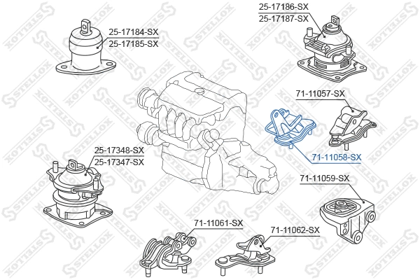 Suspension, boîte de vitesse manuelle STELLOX 71-11058-SX