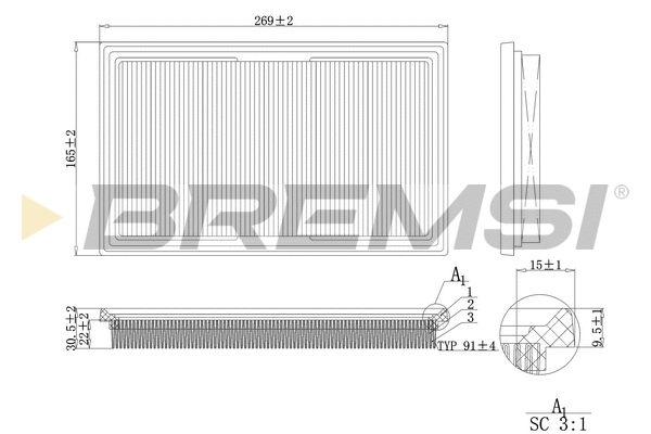 Filtre à air BREMSI FA1203