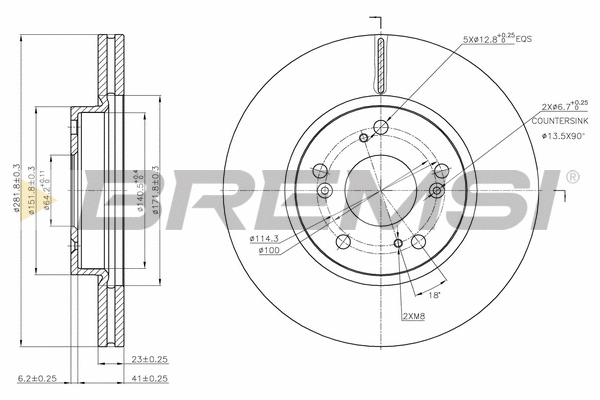 Disque de frein BREMSI CD7539V