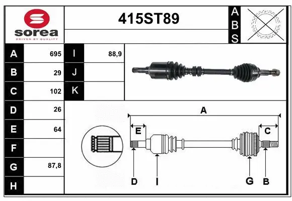 Arbre de transmission STARTCAR 415ST89