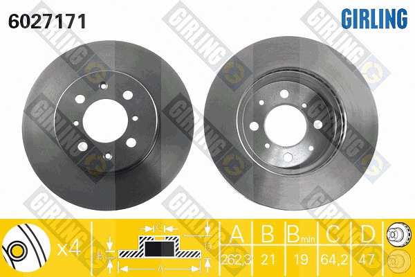 Disque de frein GIRLING 6027171