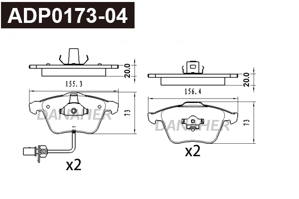 Kit de plaquettes de frein, frein à disque DANAHER ADP0173-04