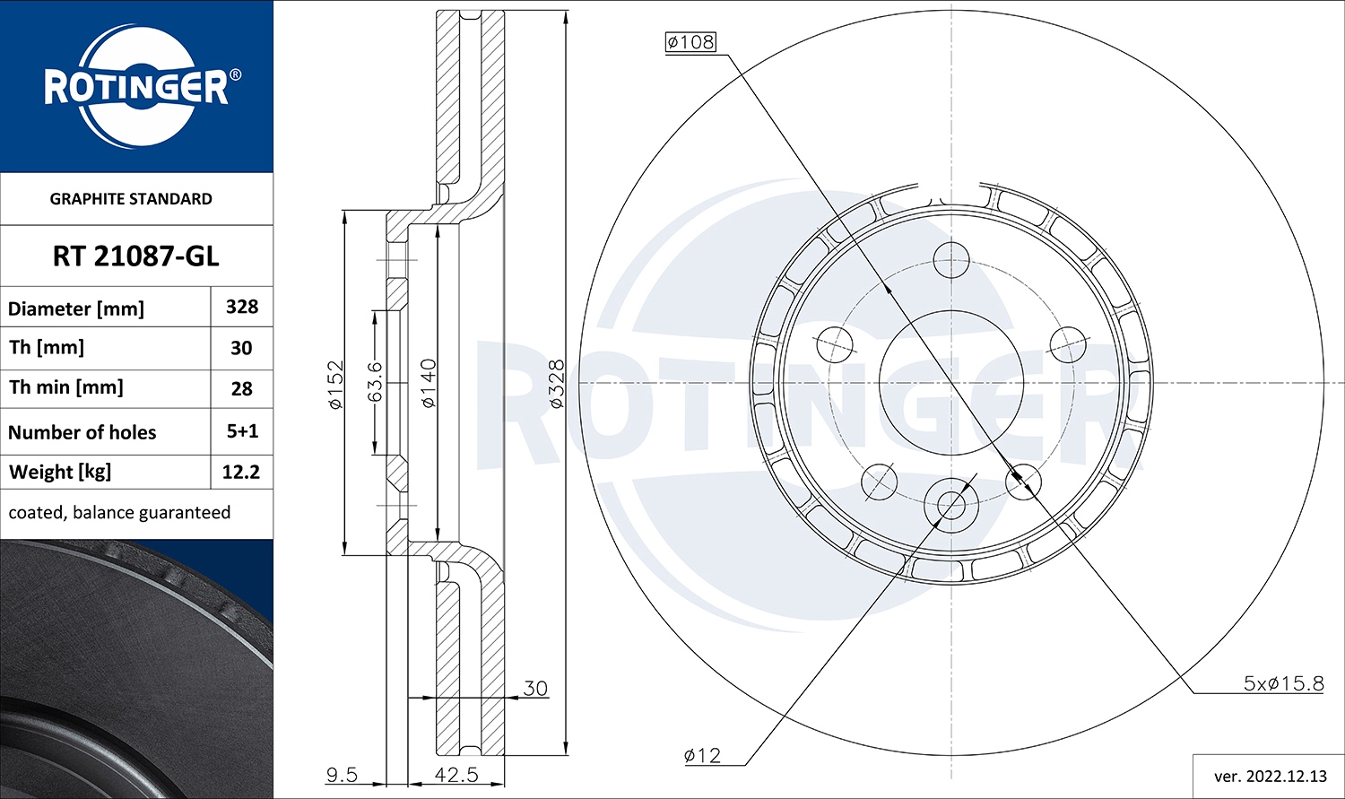 Disque de frein ROTINGER RT 21087-GL