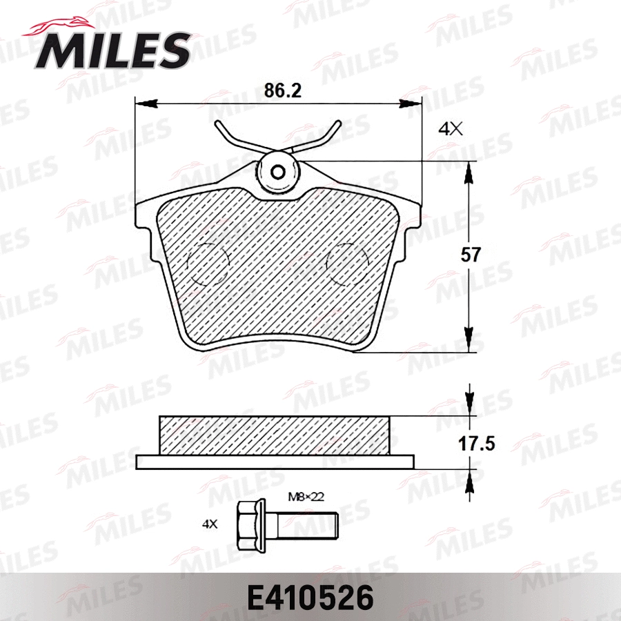 Kit de plaquettes de frein, frein à disque MILES E410526