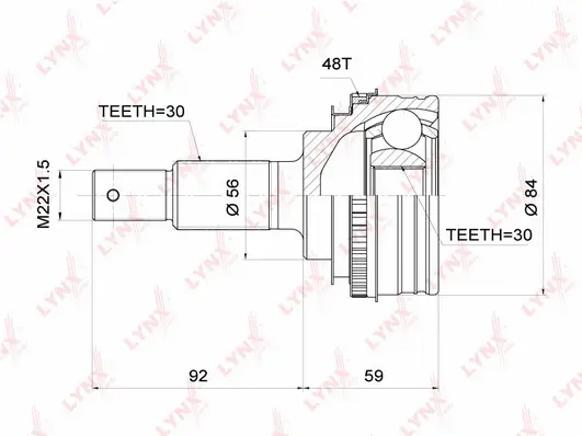 Jeu de joints, arbre de transmission LYNXAUTO CO-3710A