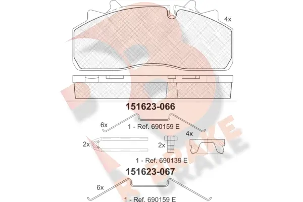 Kit de plaquettes de frein, frein à disque R BRAKE RB1623